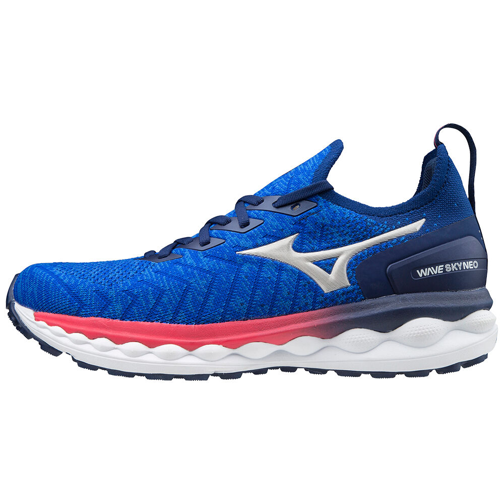 Sapatilhas Running Mizuno Wave Sky Neo - Homem - Azuis/Prateadas/Rosa - ITLSM4180